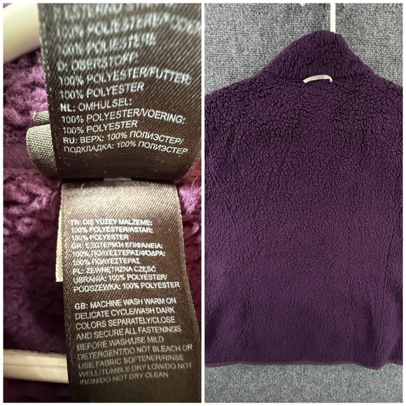 North Face Jacket Women Full Zip Fleece Soft Purple Logo Medium Long Sleeve - Picture 15 of 16